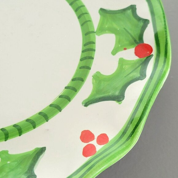 Holly Jolly Salad Plate Hand Painted in Italy, by Anne Hathaway Present Tense - Picture 3 of 8